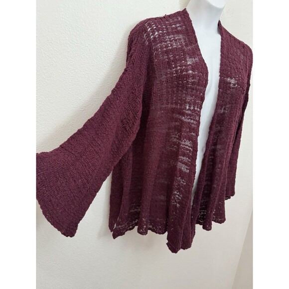 Free People In My Element Cardigan Sweater Womens M Long Open Cotton Burgundy - Picture 3 of 7
